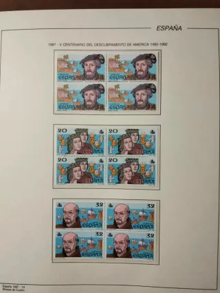 Coleção em blocos de 4 selos, Espanha 1987.