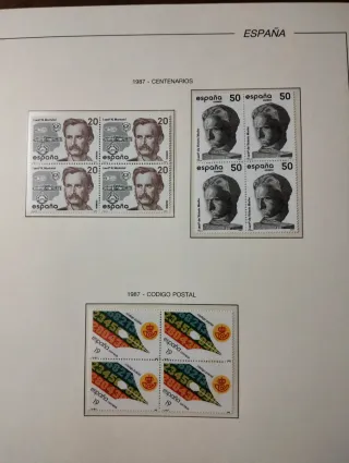 Coleção em blocos de 4 selos, Espanha 1987.