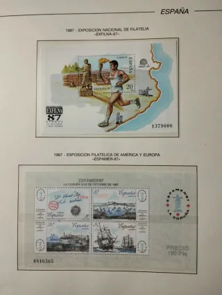 Coleção em blocos de 4 selos, Espanha 1987.