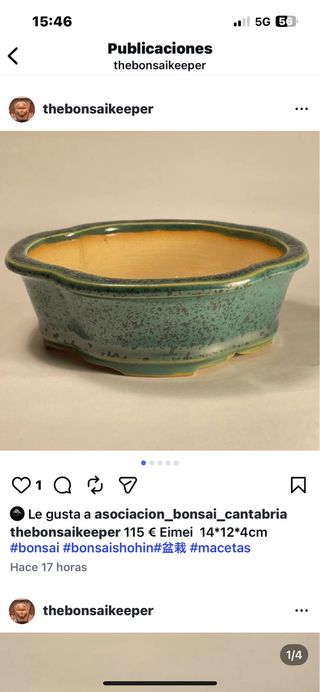 Maceta bonsái cerámica 14x12x4cm