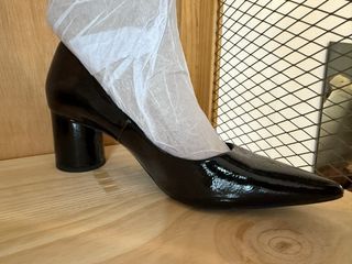 Zapatos tacón Zara charol negros talla 41