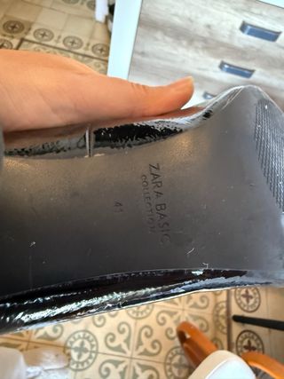 Zapatos tacón Zara charol negros talla 41