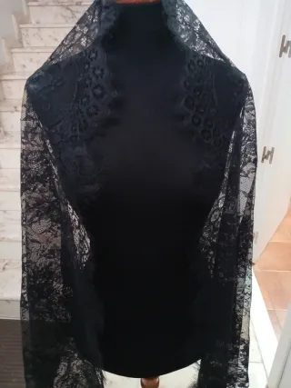 Mantilla Negra Fallera Festera Encaje