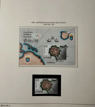 Coleção em blocos de 4 selos, Espanha 1988.