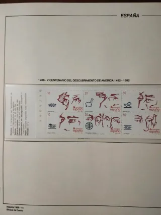 Coleção em blocos de 4 selos, Espanha 1988.