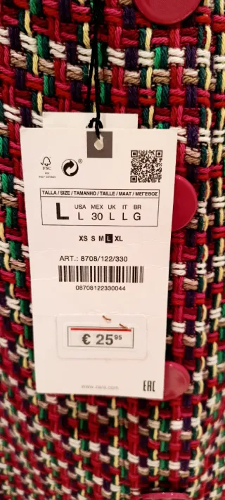 Falda corta botones tweed