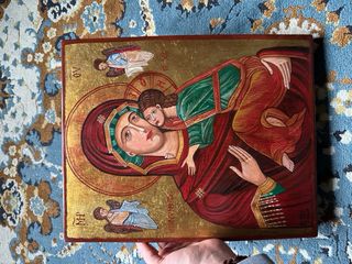 Icono ruso antiguo Virgen María y Niño Jesús