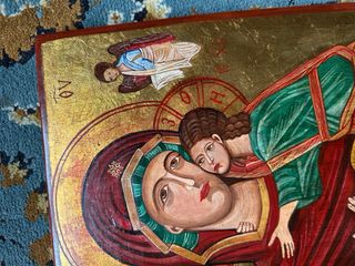 Icono ruso antiguo Virgen María y Niño Jesús