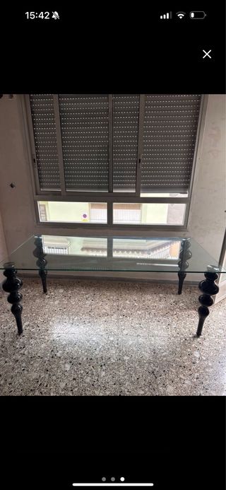 Mesa de comedor cristal y madera