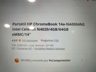 Chromebook HP  14a-NA0004NS Inter Celeron