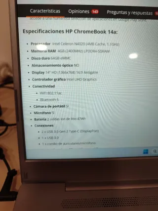 Chromebook HP  14a-NA0004NS Inter Celeron