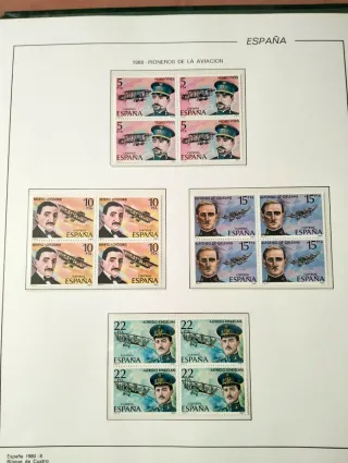 Coleção em blocos de 4 selos, Espanha 1980.