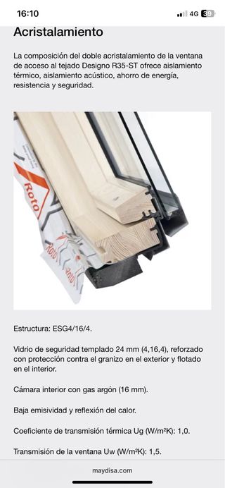 Ventana VELUX tejado exterior de apertura lateral
