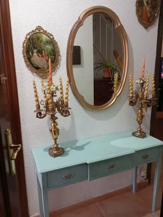 Entradita estilo vintage dorada y turquesa