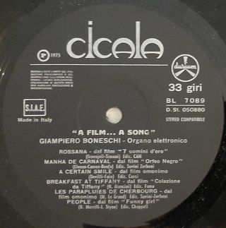 GIAMPIERO BONESCHI A FILM.. A SONG.. LP 12" 33 RPM