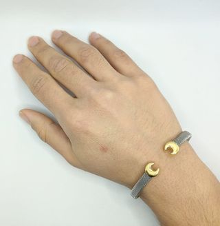 Pulsera Media Caña de oro 18k y acero, 9.99 g.