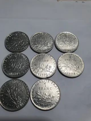 N.8 Monete Francesi 1 Franco