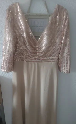 Vestido lentejuelas nude/dorado