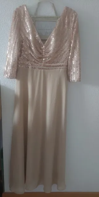 Vestido lentejuelas nude/dorado