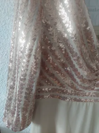 Vestido lentejuelas nude/dorado