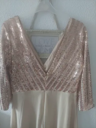 Vestido lentejuelas nude/dorado