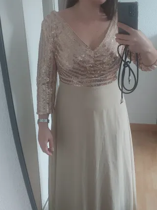 Vestido lentejuelas nude/dorado