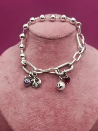 Pulsera eslabones plata con charms