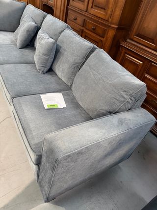 Sofá Rinconera Gris Tela 2 cojines azul grisáceo