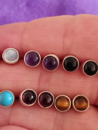 Pendientes Plata Ley y Piedras .PRECIO PAR