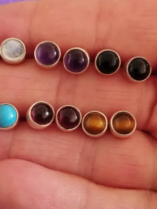 Pendientes Plata Ley y Piedras .PRECIO PAR