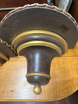 Coppia mensole foglia oro