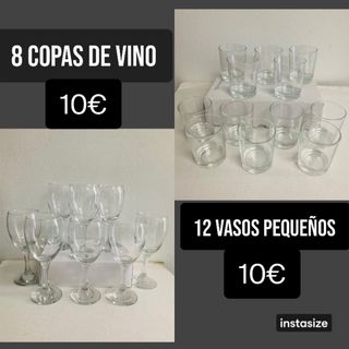 8 copas y 12 vasos pequeños