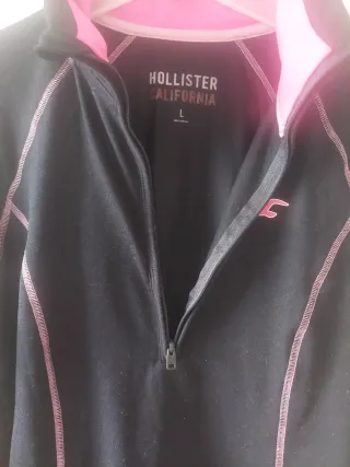 Sudadera Hollister Negra y Rosa Talla L