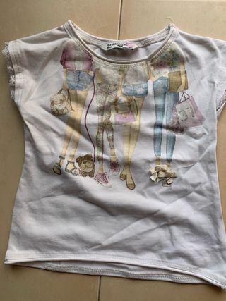 Conjunto camiseta y shorts vaqueros niña