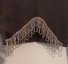 Top Zara con flecos plateados Talla XS