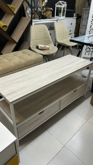 Mesa auxiliar madera y metal