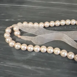 Collana perle rosa degradé con strass