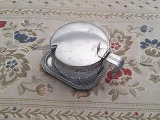 Vasetto zuccheriera in cristallo e argento