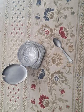 Vasetto zuccheriera in cristallo e argento