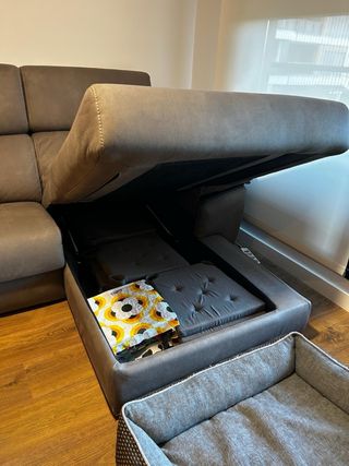 Sofá chaise longue 3 plazas marrón