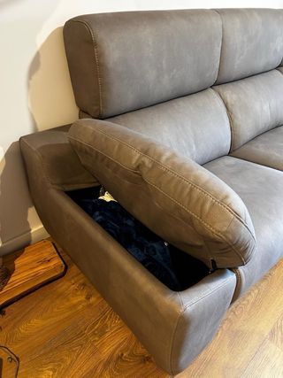 Sofá chaise longue 3 plazas marrón