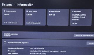 Portátil Lenovo i5 8GB RAM 256GB SSD