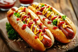 Hot Dogs con Ketchup y Mostaza ago pedido en casa