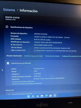 Ordenador Portátil Fujitsu Negro/Gris