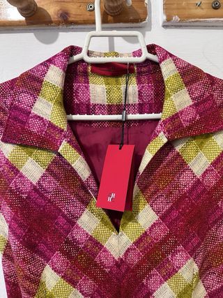 Vestido Carolina Herrera Rosa Cuadros