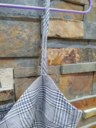 Top cuadros azul y blanco gris