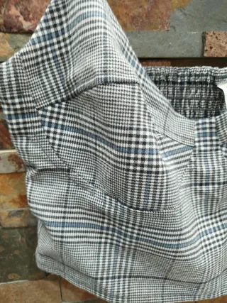 Top cuadros azul y blanco gris