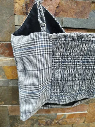 Top cuadros azul y blanco gris