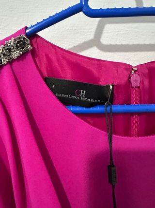 Vestido Carolina Herrera Magenta con Negro