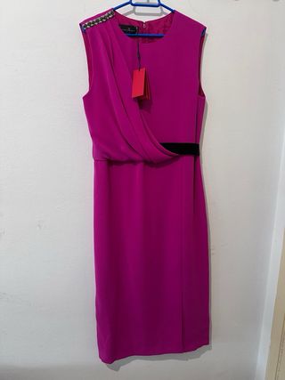 Vestido Carolina Herrera Magenta con Negro